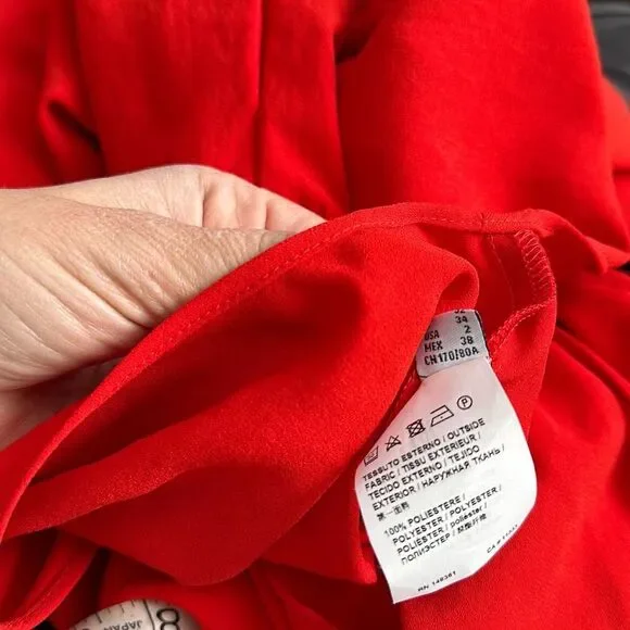 PINKO Daitarn Fluid Crepe Jumpsuit Red Size 2 US - Picture 9 of 11